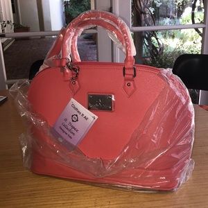 Joy Mangano St Tropez Coral Tote NWOT AUTOGRAPHED